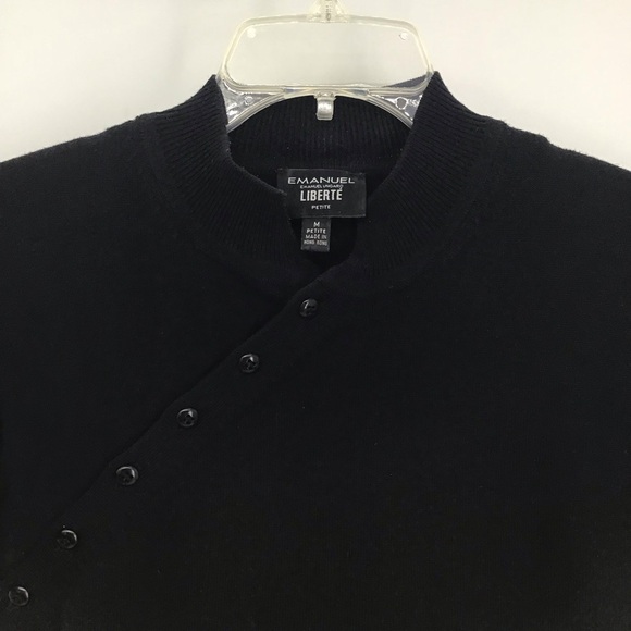 EMANUEL - Emanuel Ungaro LIBERTE Button Sweater Career Casual Black Size M/P - Picture 3 of 7